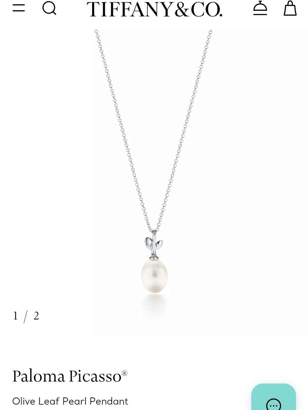Tiffany & Co. Silver Olive Leaf Pendant with Pearl